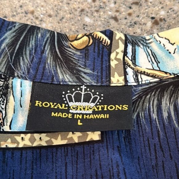 ROYAL CREATIONS Vintage Cotton Hawaiian Button Down Short Sleeve Shirt - Picture 4 of 11